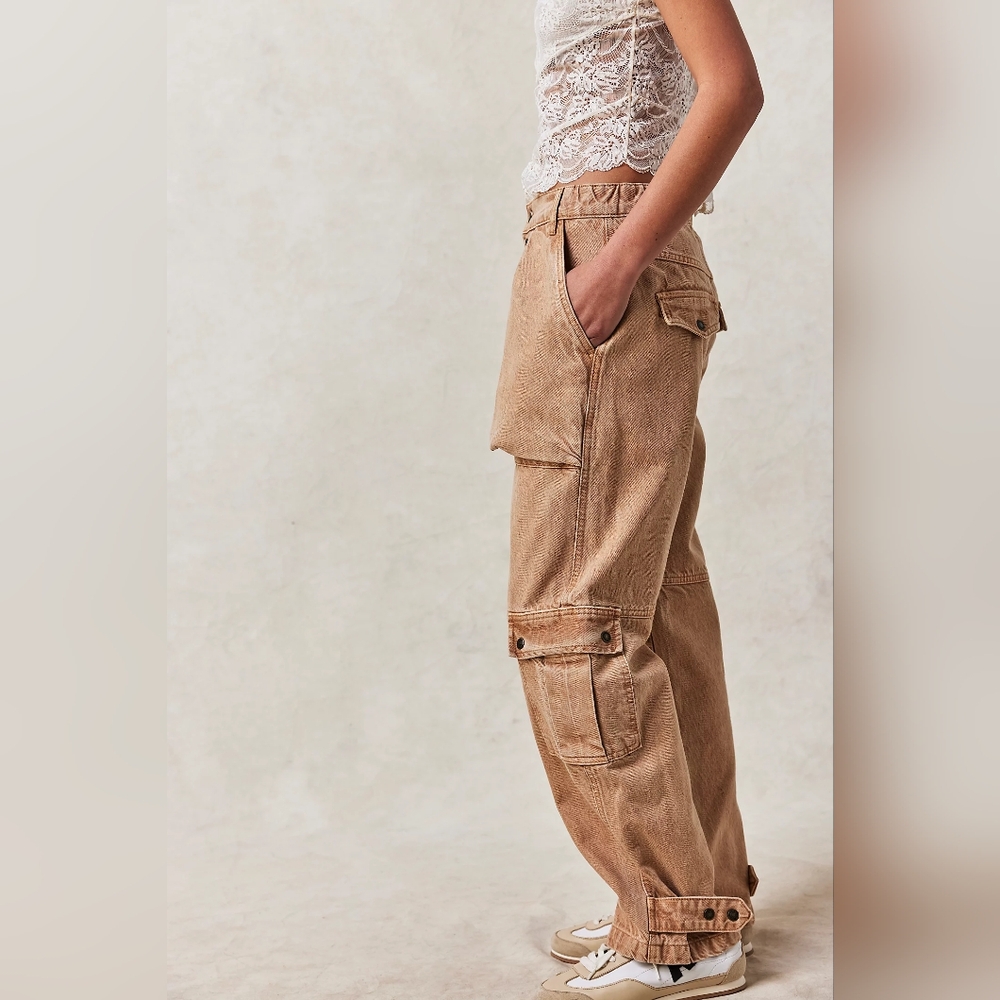 Free People Tan Wide Leg Jeans - Picture 3 of 10
